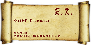 Reiff Klaudia névjegykártya